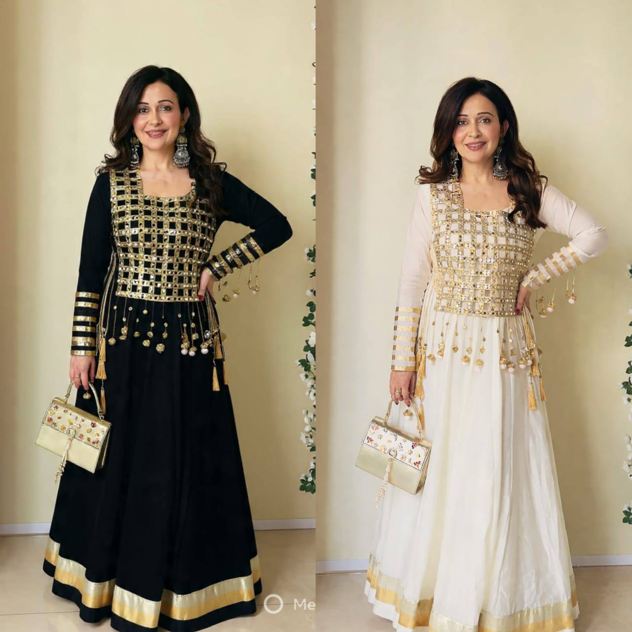 Handwork Anarkali Set with Mirror Work Jacket