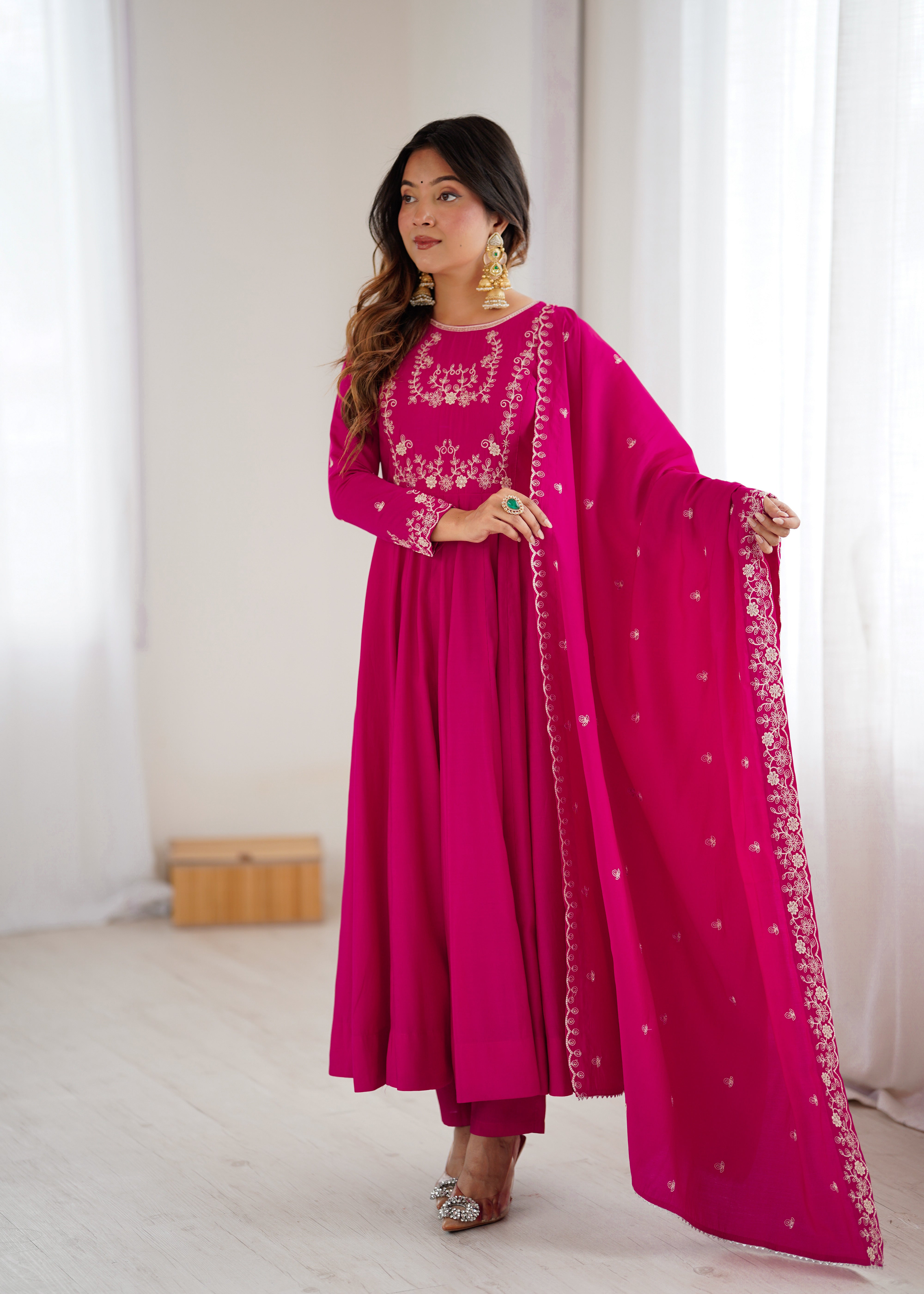 Ruhani Pink Premium Quality Anarkali Suit Set