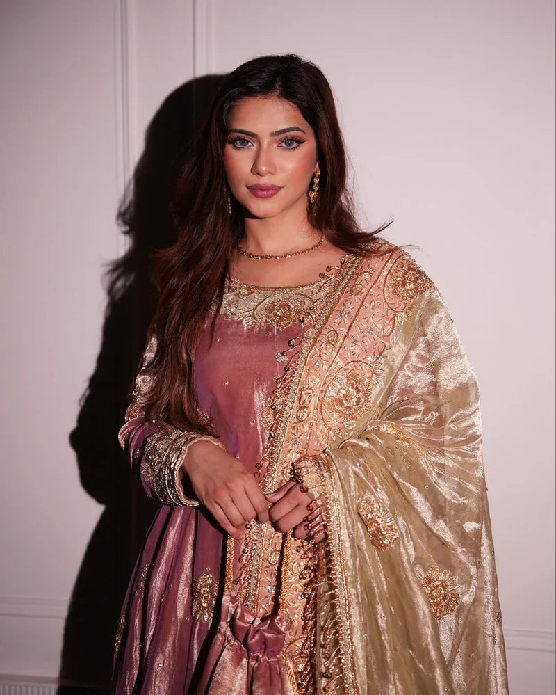 Shavi's' Peach Havy Designer Royal Elegant Anarkali Suit Set