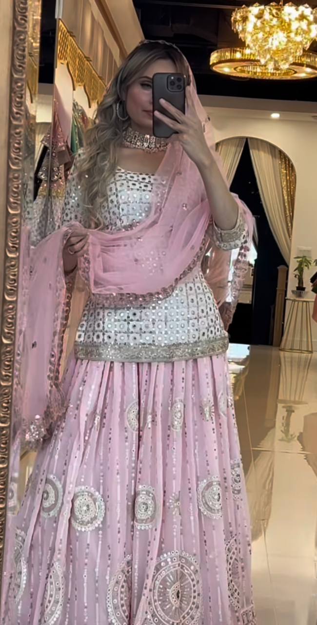 New Designer Faux Georgette Lehenga Choli with Butterfly Net Dupatta