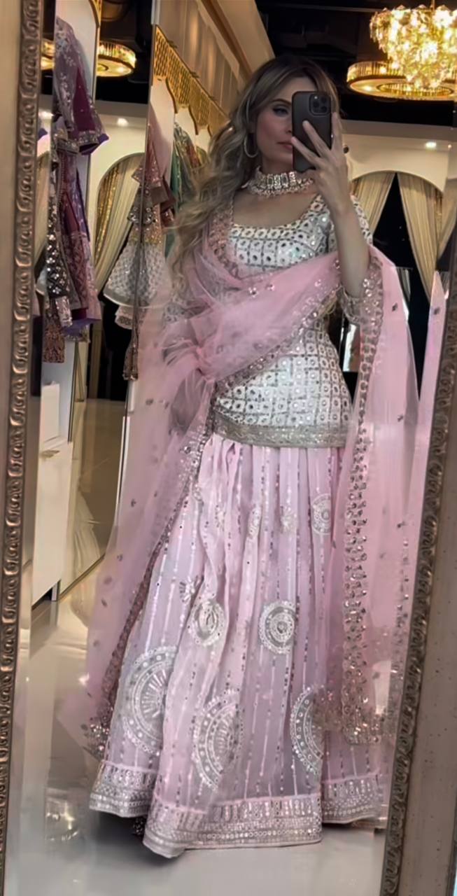 New Designer Faux Georgette Lehenga Choli with Butterfly Net Dupatta
