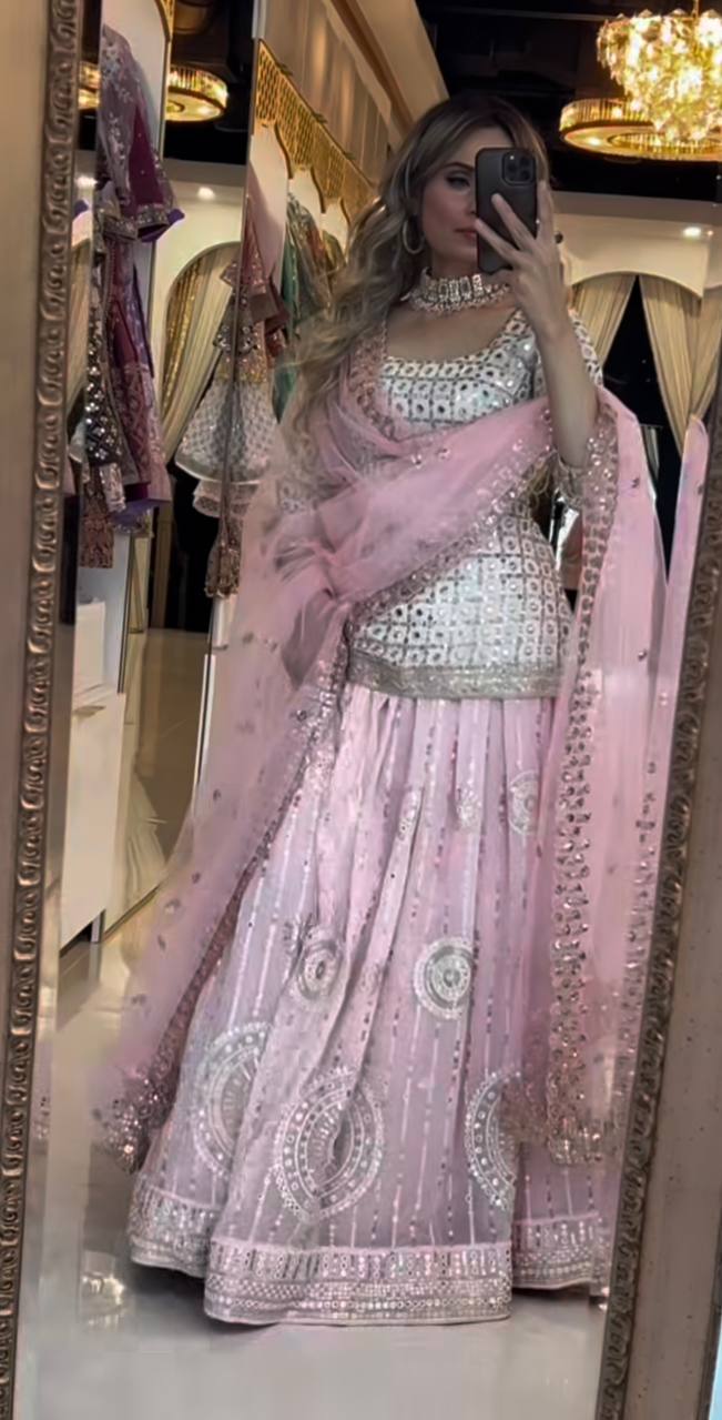 New Designer Faux Georgette Lehenga Choli with Butterfly Net Dupatta