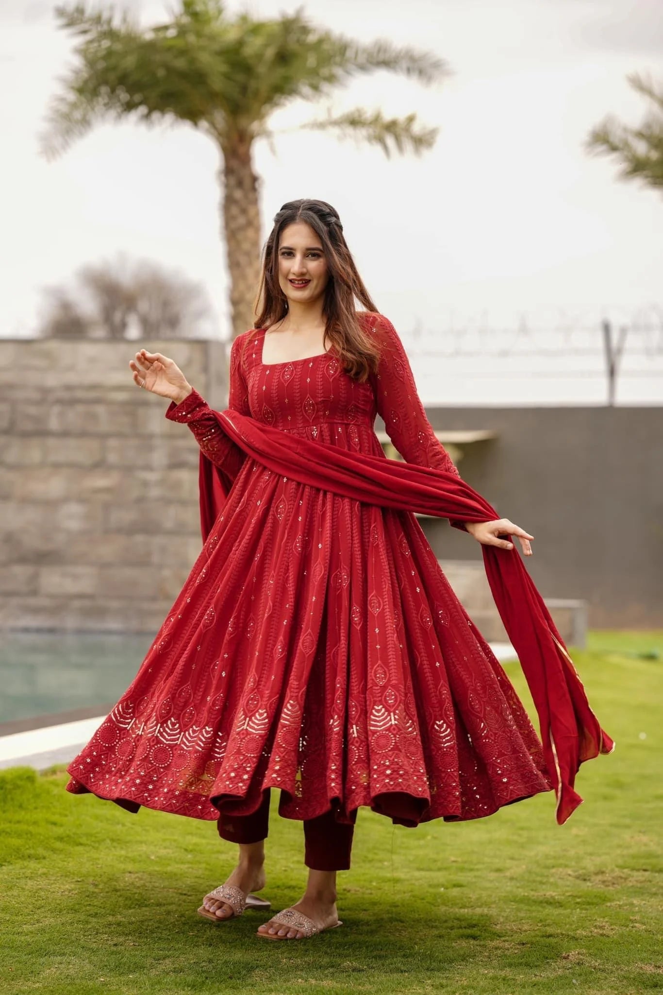 Manyata Premium Quality Maroon Red Anarkali Suit - Main Image