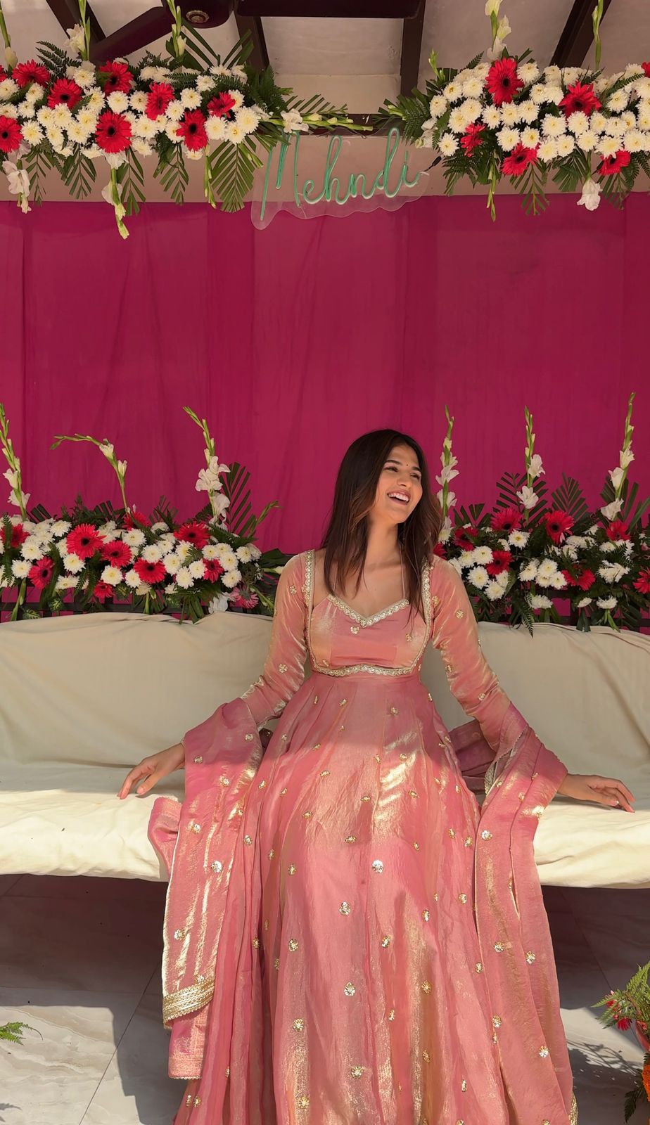 Sandhya Fendy Silk Blush Pink Anarkali Premium Suit Set