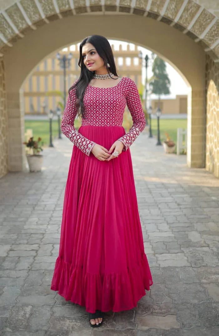 Pink Coloured Party Wear Gown