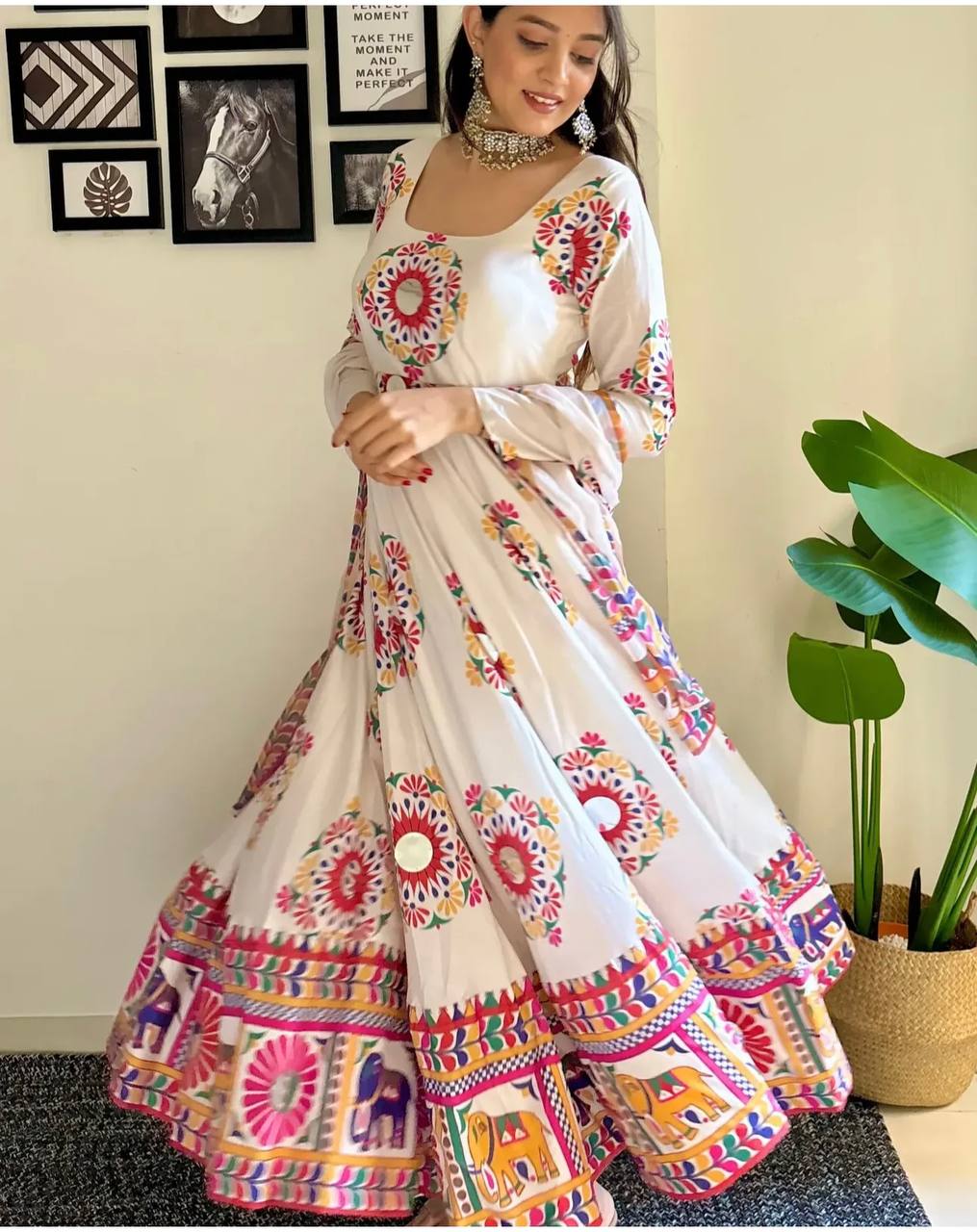 New Designer Satin Silk Kurta Set with Fancy Latkan & Hand Mirror Work