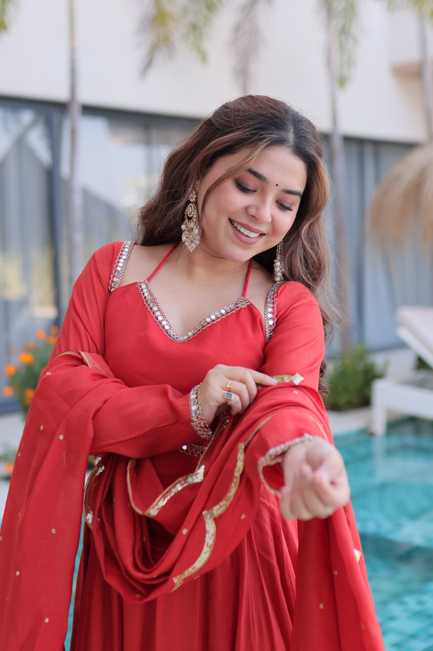 Mul Chanderi Kurti Pant Dupatta Set