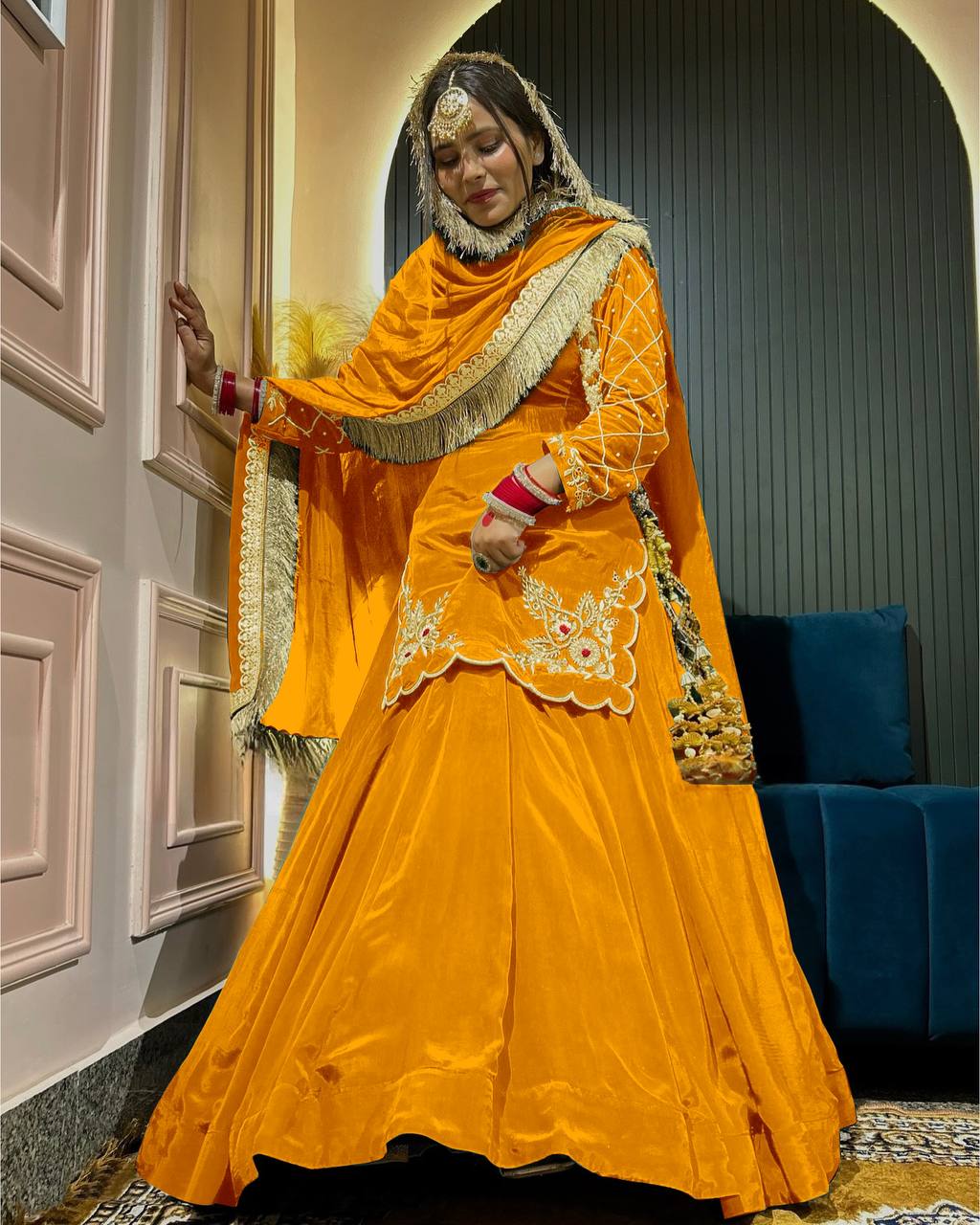 New Arrival Premium Natural Crepe Silk Lehenga Set
