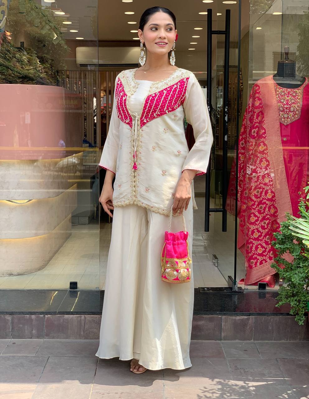 New Party Wear Luxurious Roman Silk adorned with intricate embroidery Cord Set