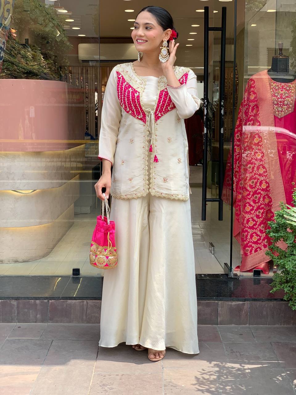 New Party Wear Luxurious Roman Silk adorned with intricate embroidery Cord Set