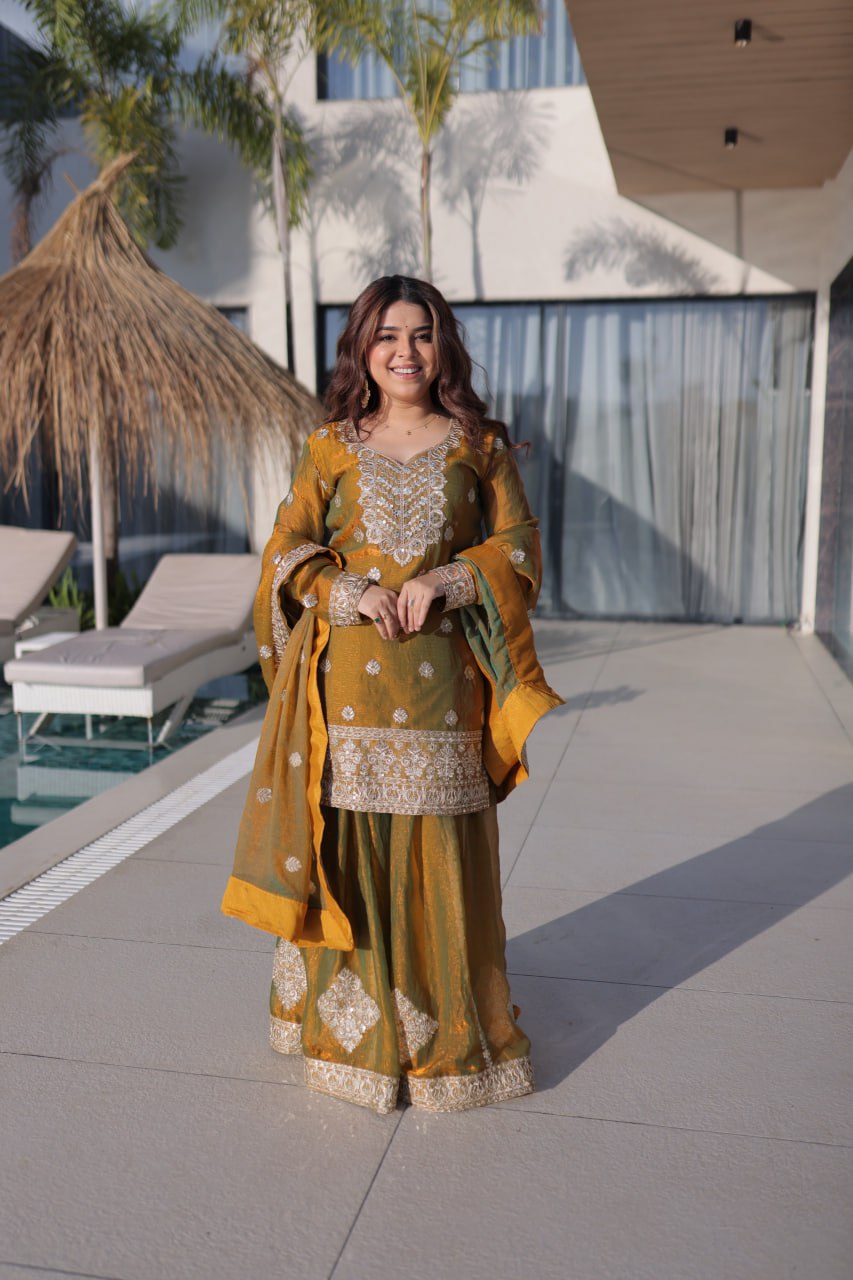Luxury Festive Sharara Set – Fully Stitched