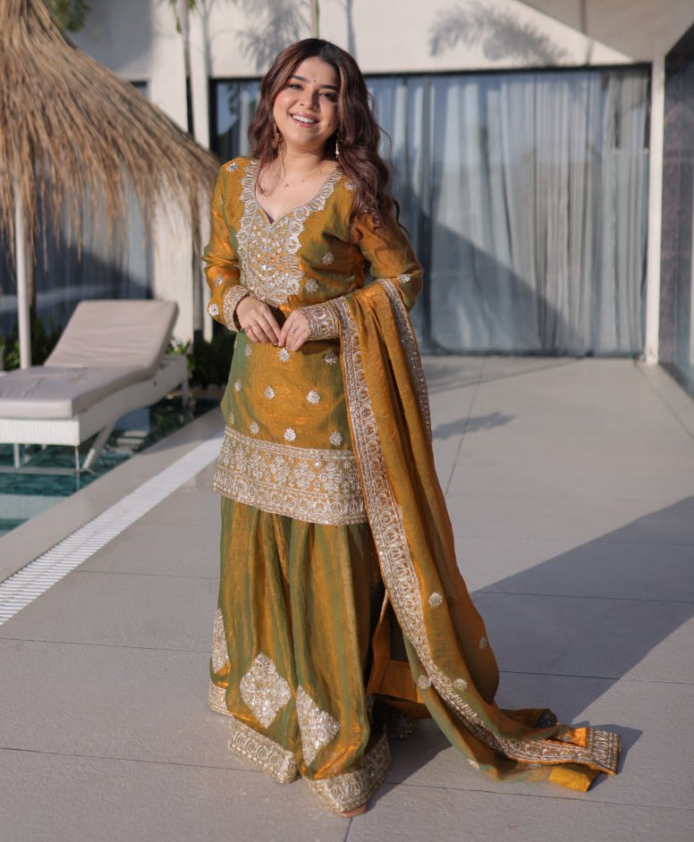 Luxury Festive Sharara Set – Fully Stitched