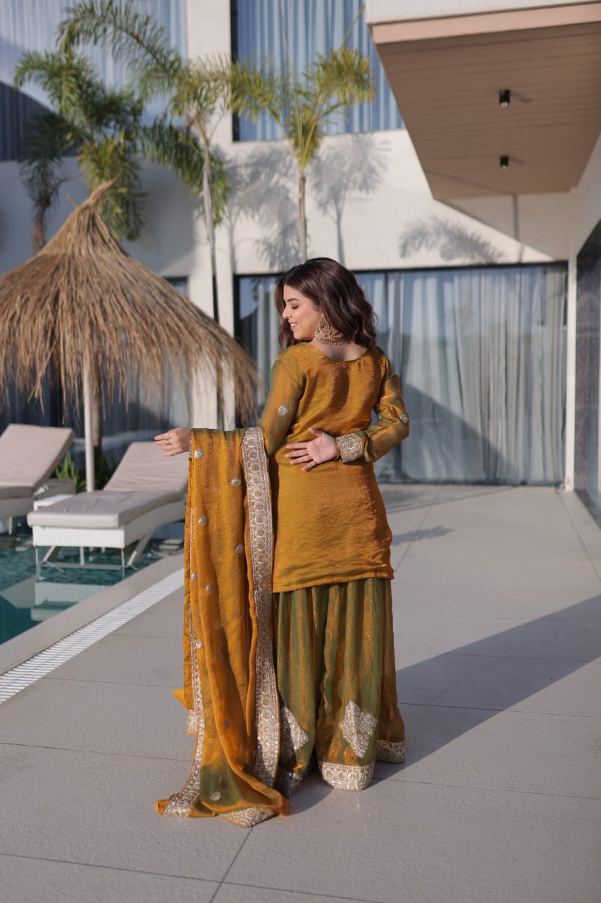 Luxury Festive Sharara Set – Fully Stitched