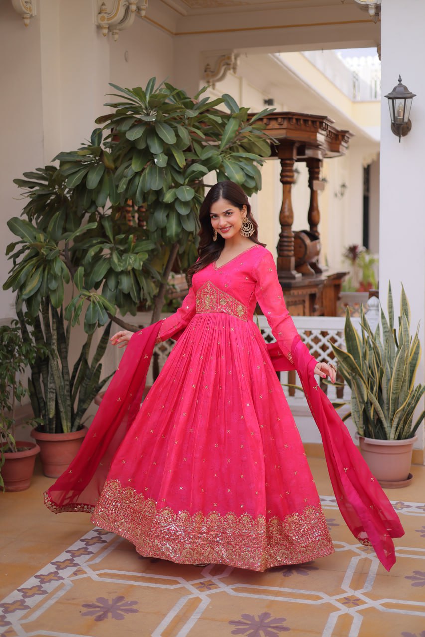 Royal Rani Radiance Embroidered Gown Set