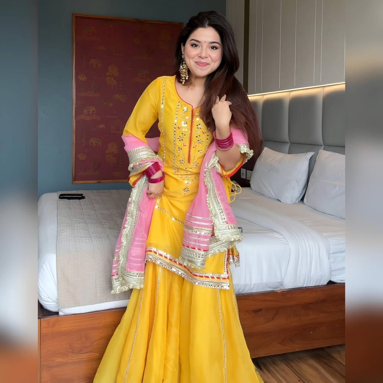 Premium Designer Yellow Sharara Set