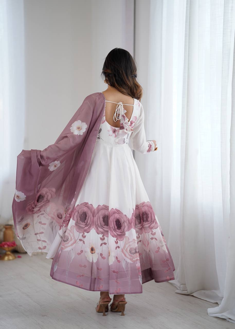 Beautiful Partywear Premium Organza Silk Anarkali Set