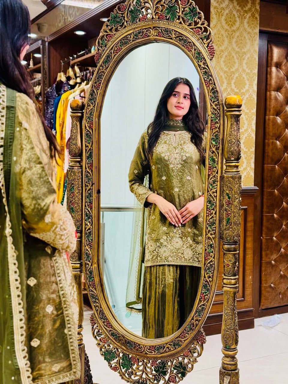 Noor-E-Zari Designer Kurta Palazzo Set ✨