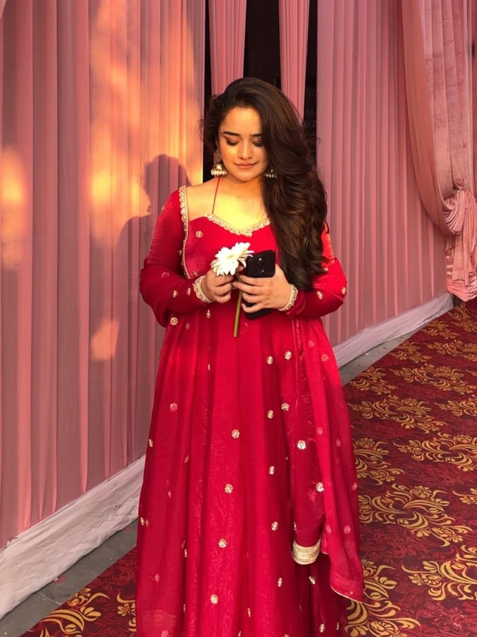 Red Premium Designer Anarkali Suit