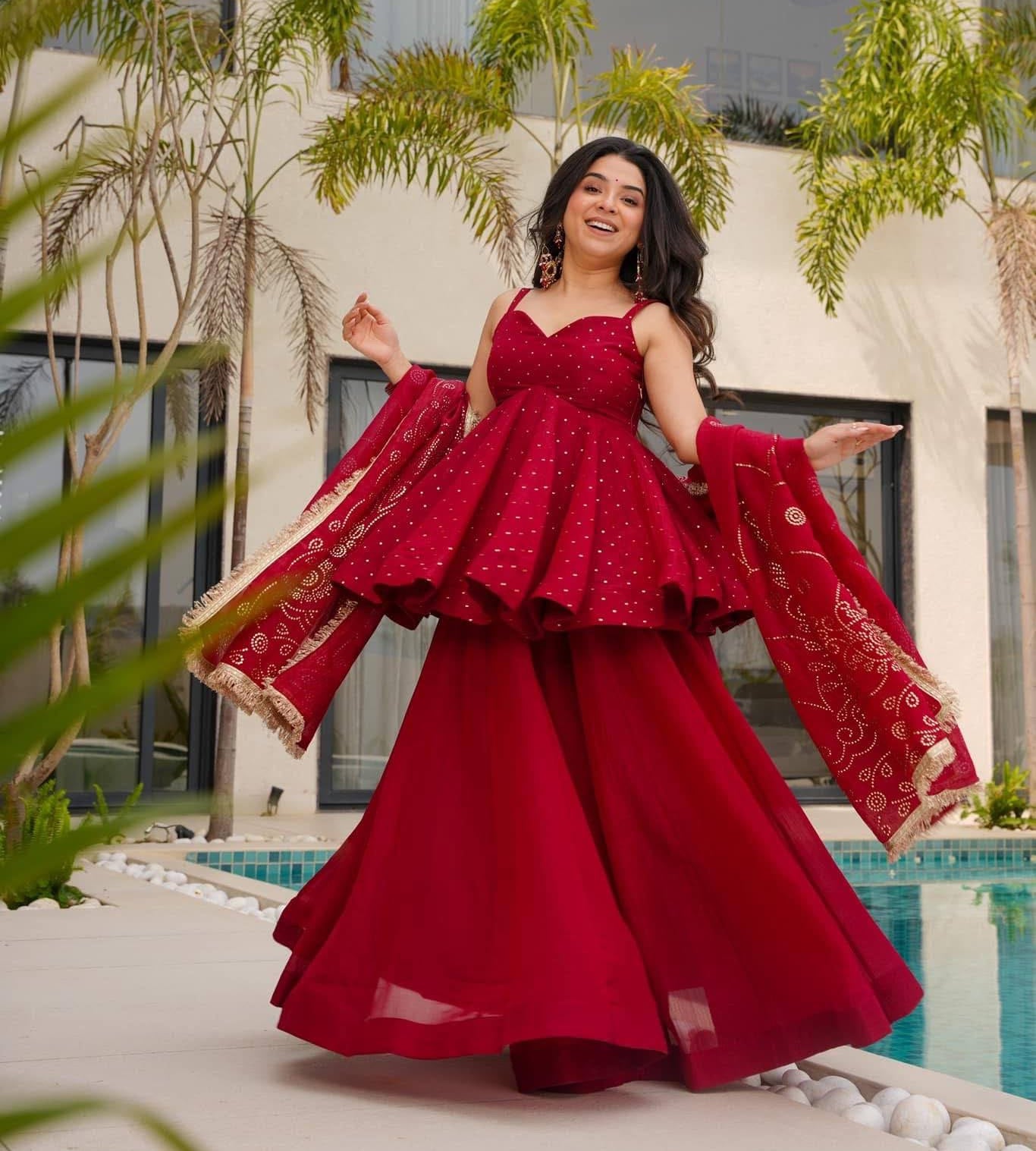 Festive Glow Tabby Organza Mukaish Sharara Set