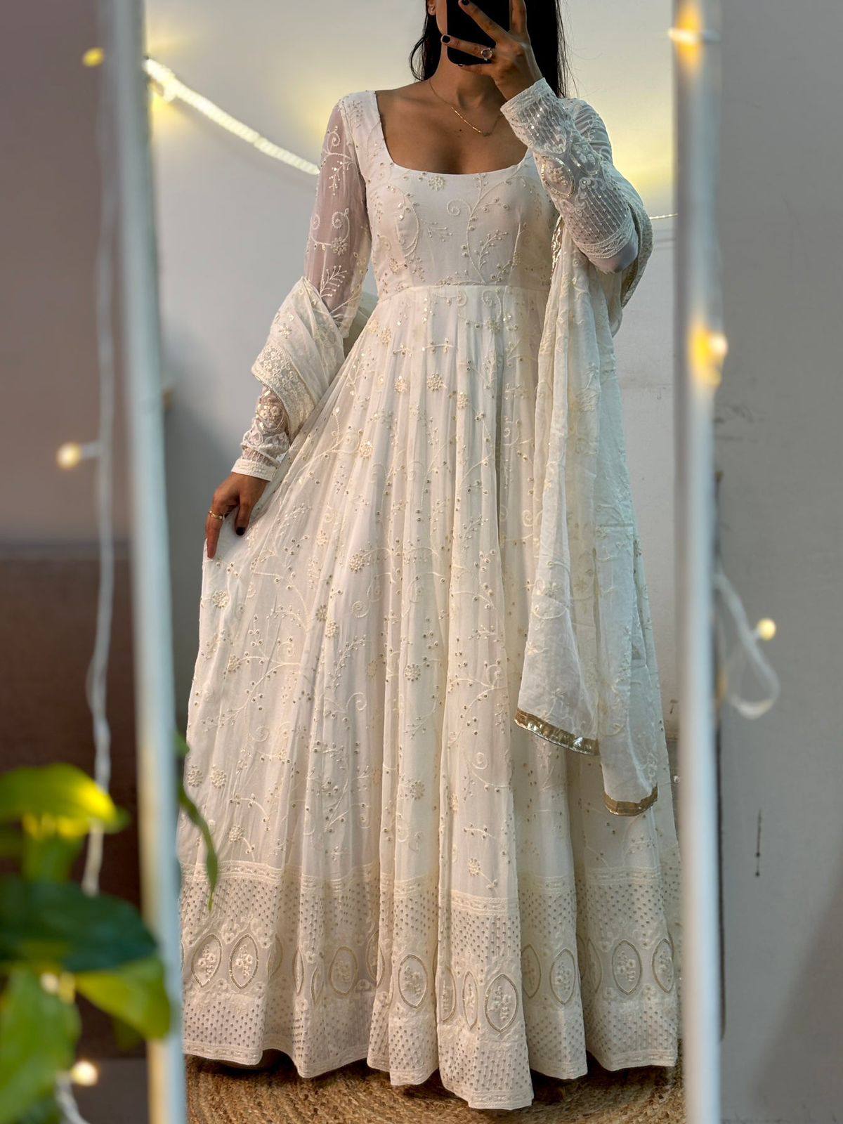 White Color Designer Heavy Faux Georgette with Heavy Embroidery Anarkali Gown