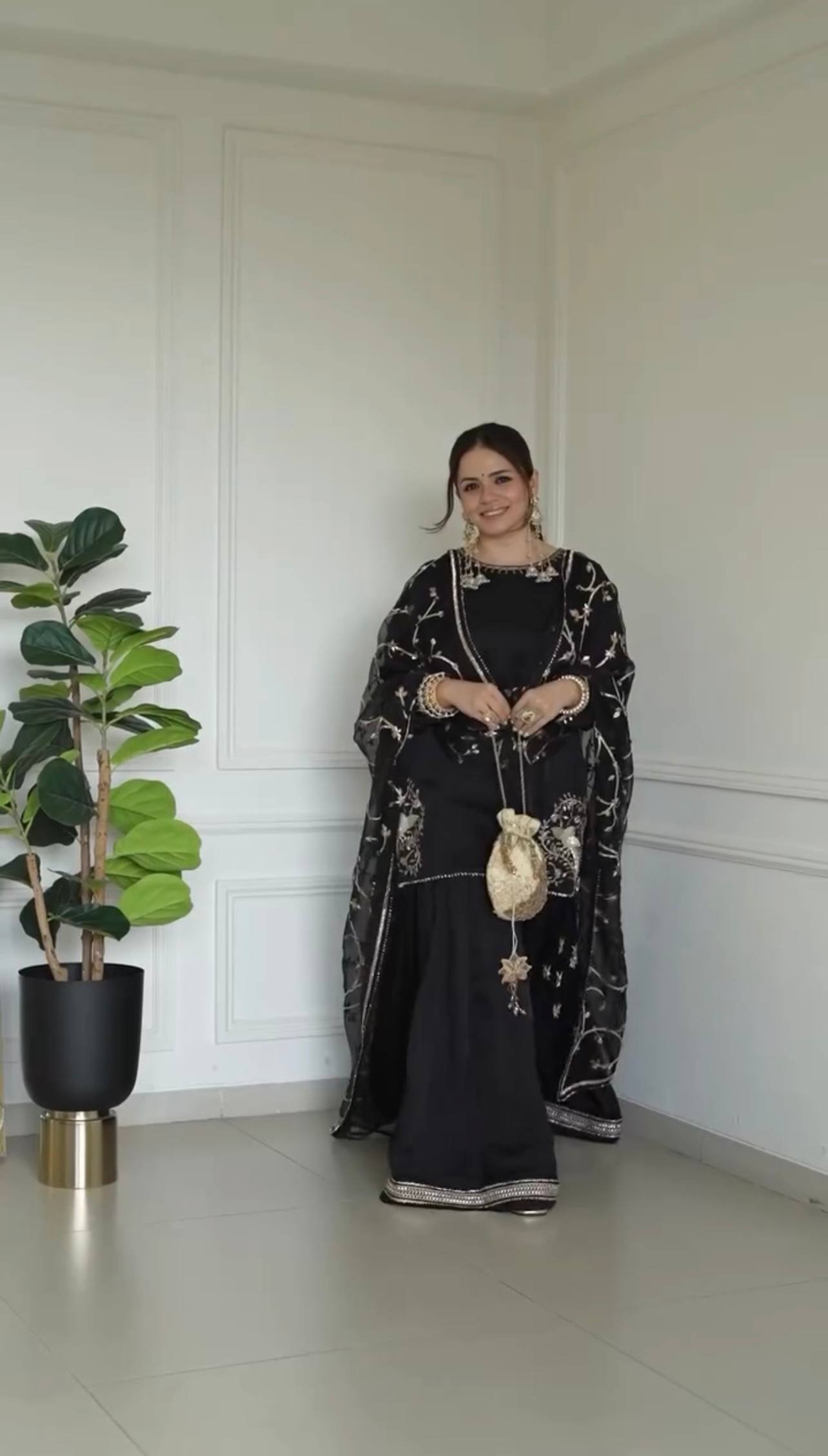 New Premium Pure Crepe Embroidered Sharara Set with Dupatta