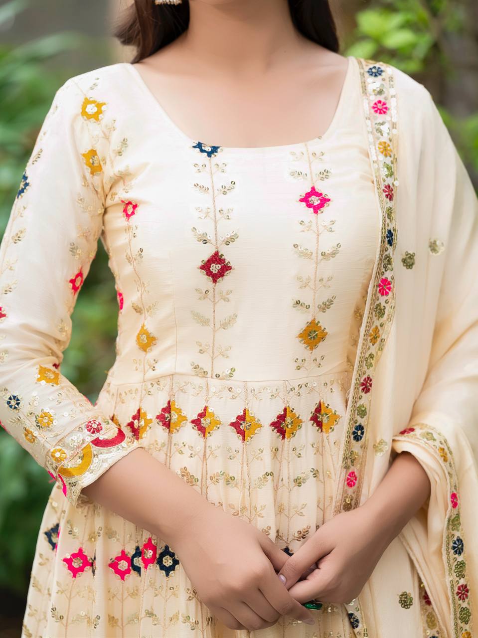 New Function Wear Pure Chinon Silk with Crush finish Anarkali Kurta Set