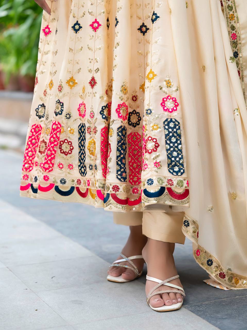 New Function Wear Pure Chinon Silk with Crush finish Anarkali Kurta Set
