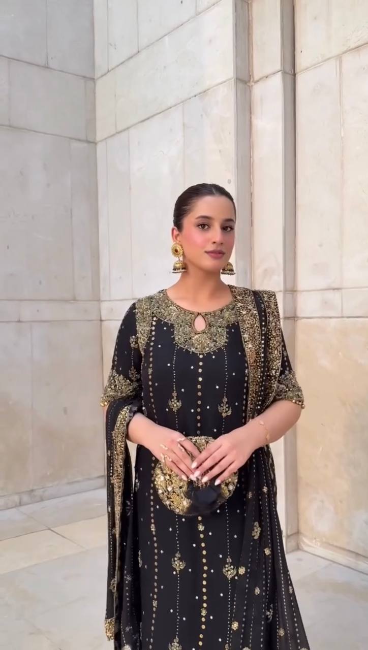 Sitara Shine Faux Georgette Embroidered Kurta Pant Set