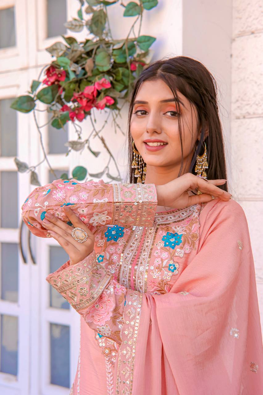 Royal Radiance – Chinon Silk Partywear Plazzo Set