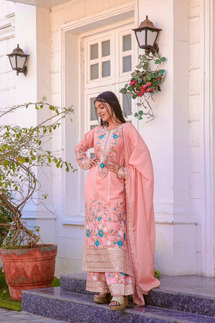 Royal Radiance – Chinon Silk Partywear Plazzo Set