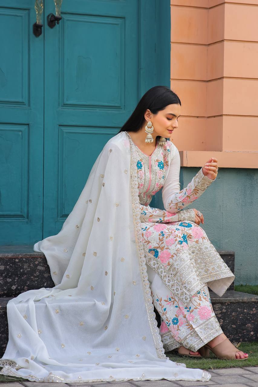 Royal Radiance – Chinon Silk Partywear Plazzo Set
