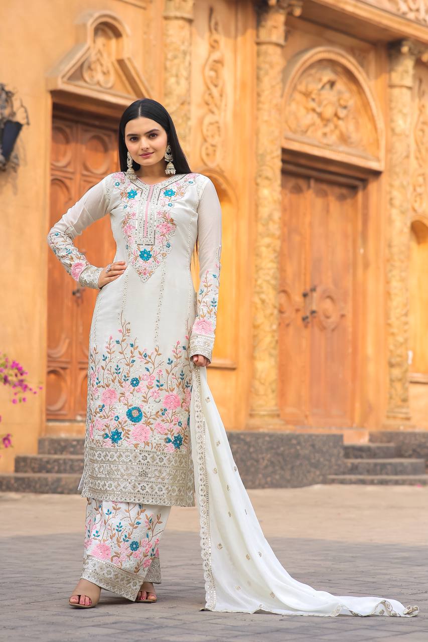 Royal Radiance – Chinon Silk Partywear Plazzo Set