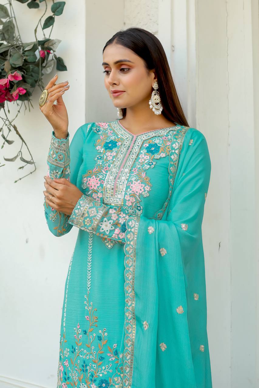 Royal Radiance – Chinon Silk Partywear Plazzo Set