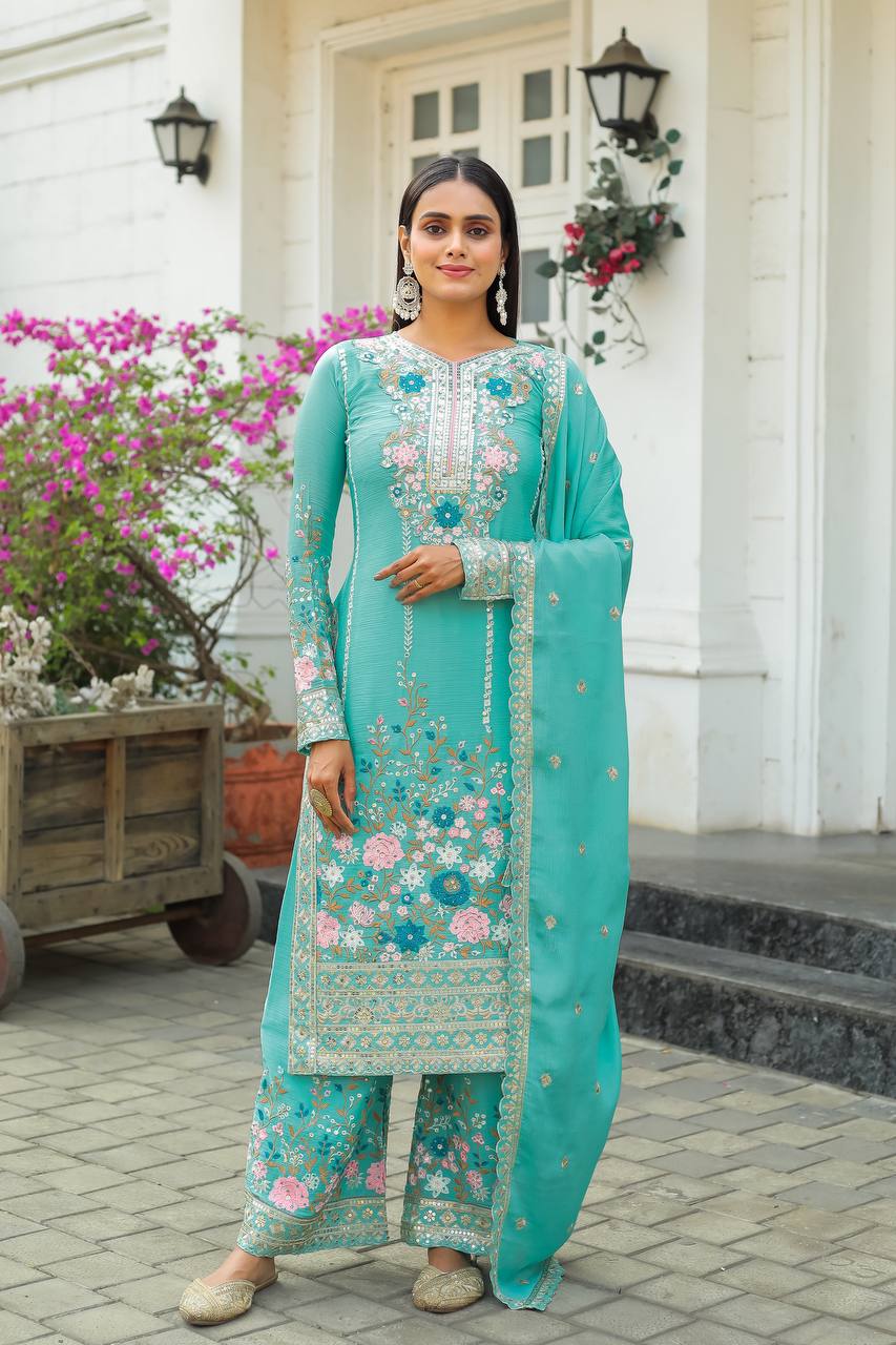 Royal Radiance – Chinon Silk Partywear Plazzo Set