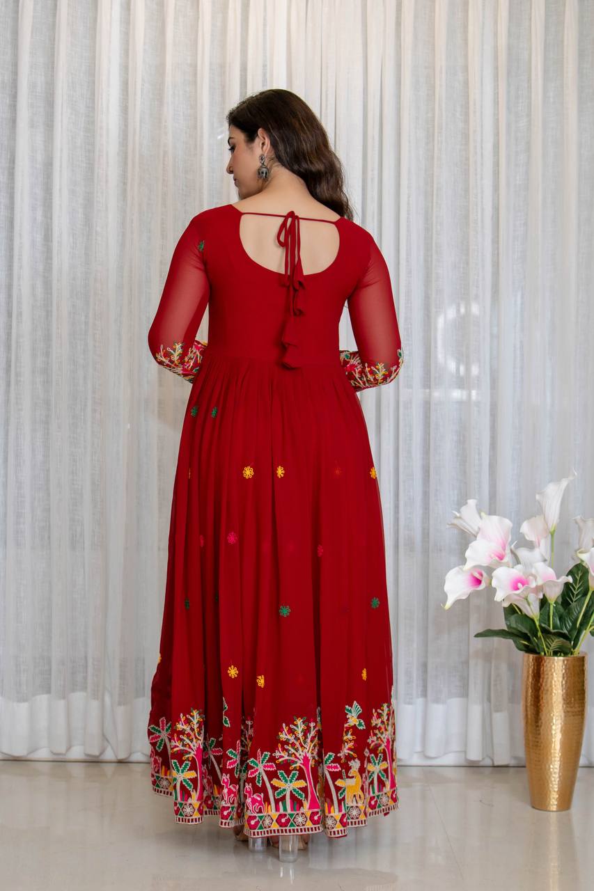 Premium Red Designer Anarkali Suit Set