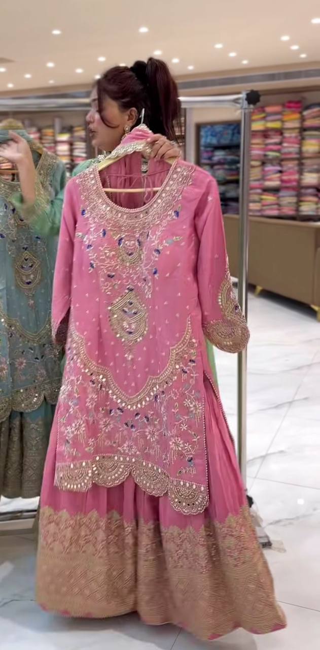 Elegant Partywear Sharara Set with Dupatta | Ready to Wear