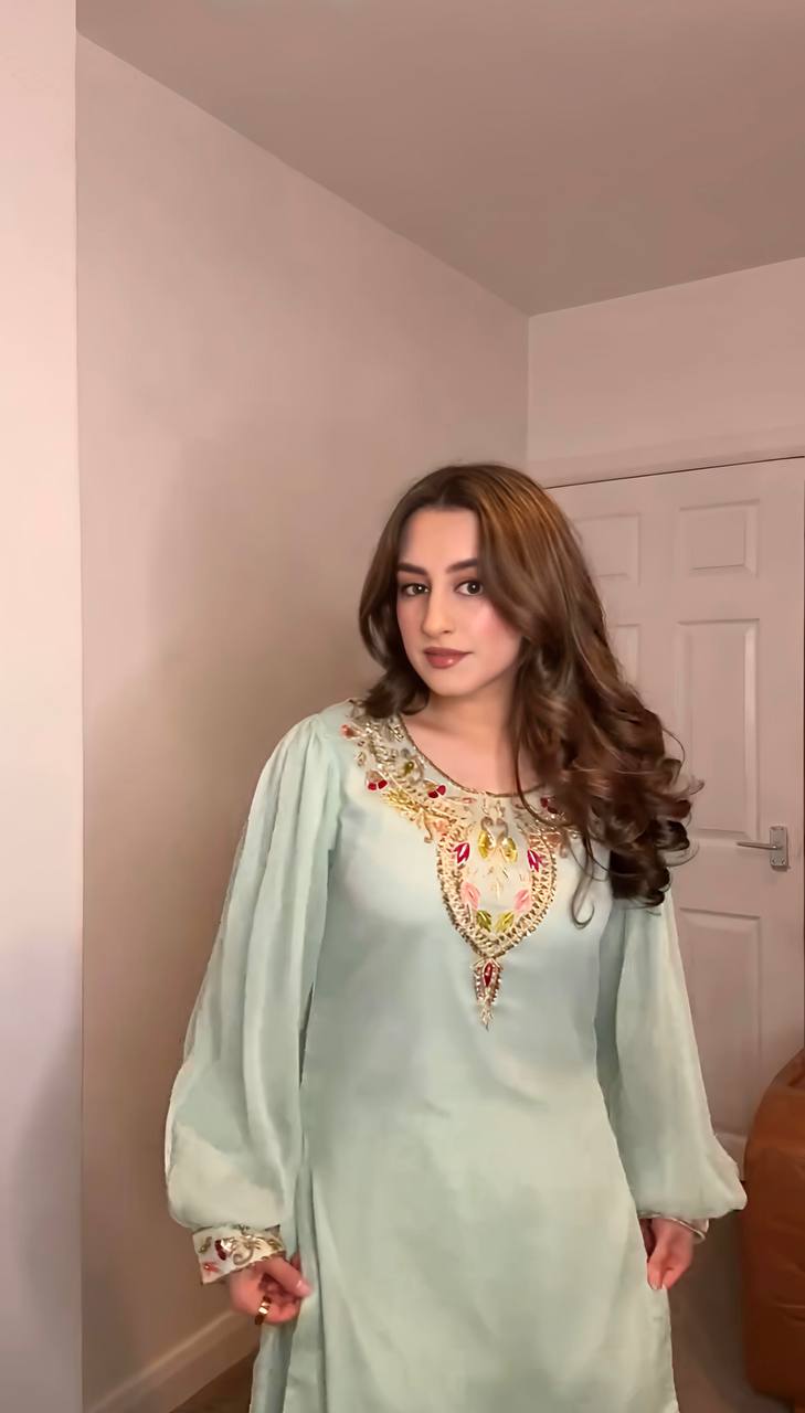 Embroidered Georgette Sharara Set with Dupatta – Fully Stitched