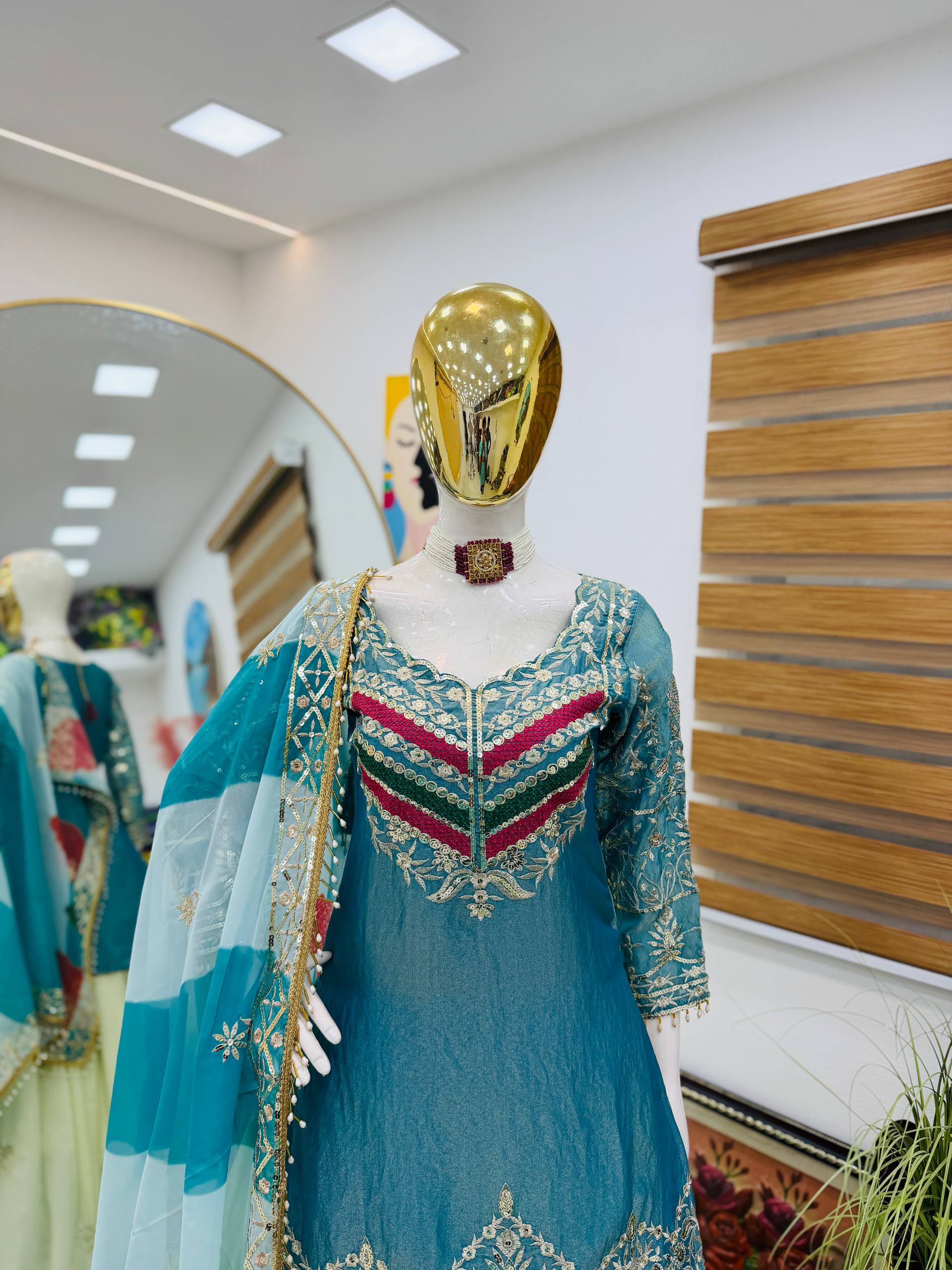 Luxurious Ethnic Suit Set with Exquisite Embroidery Work and Designer Dupatta