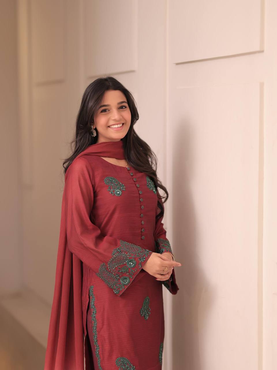 New Designer Elegant French Crepe Kurta With Plazzo Set