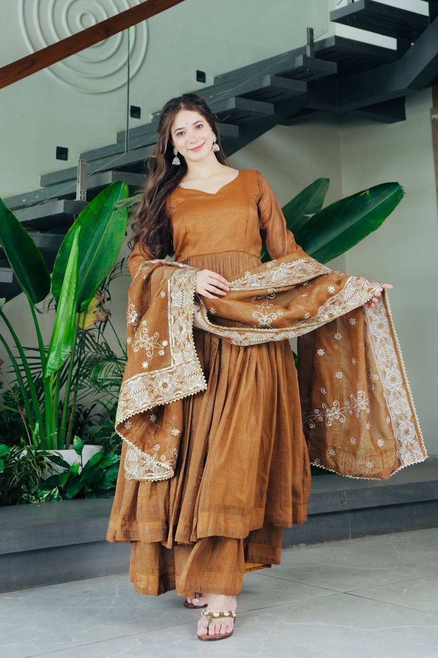 New Arrival Designer Partylook Premium Gold Crazy Sharara Set