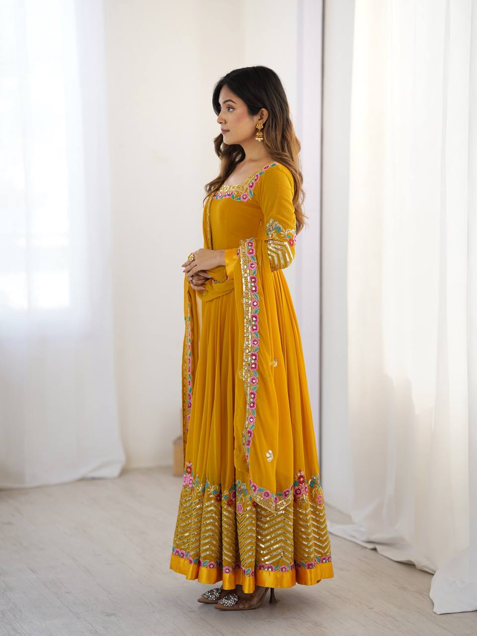 Launching Heavy New Designer Party Wear Look Gown-Dupatta in Heavy Multy Thread Embroidery Sequence Work
