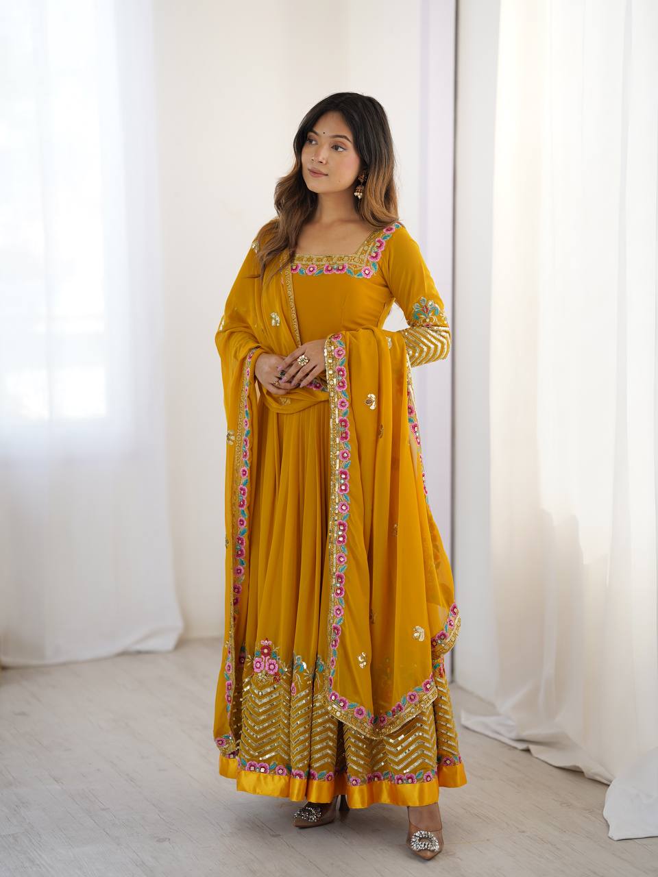 Launching Heavy New Designer Party Wear Look Gown-Dupatta in Heavy Multy Thread Embroidery Sequence Work