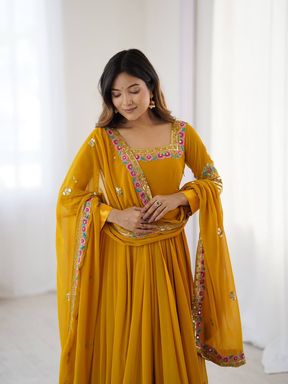 Launching Heavy New Designer Party Wear Look Gown-Dupatta in Heavy Multy Thread Embroidery Sequence Work