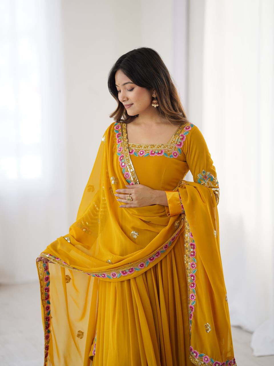 Launching Heavy New Designer Party Wear Look Gown-Dupatta in Heavy Multy Thread Embroidery Sequence Work