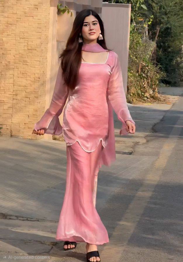 Pink Kurta With Dupatta Set