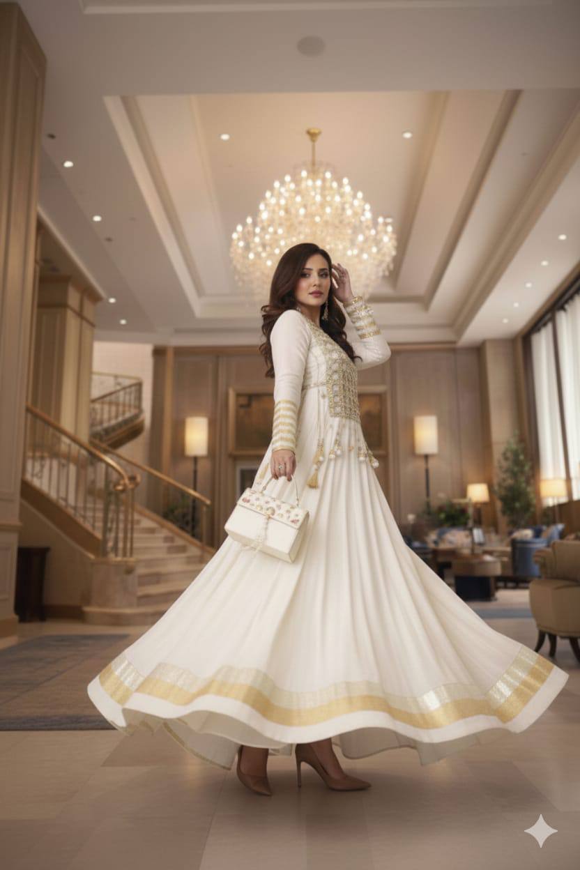 Handwork Anarkali Set with Mirror Work Jacket