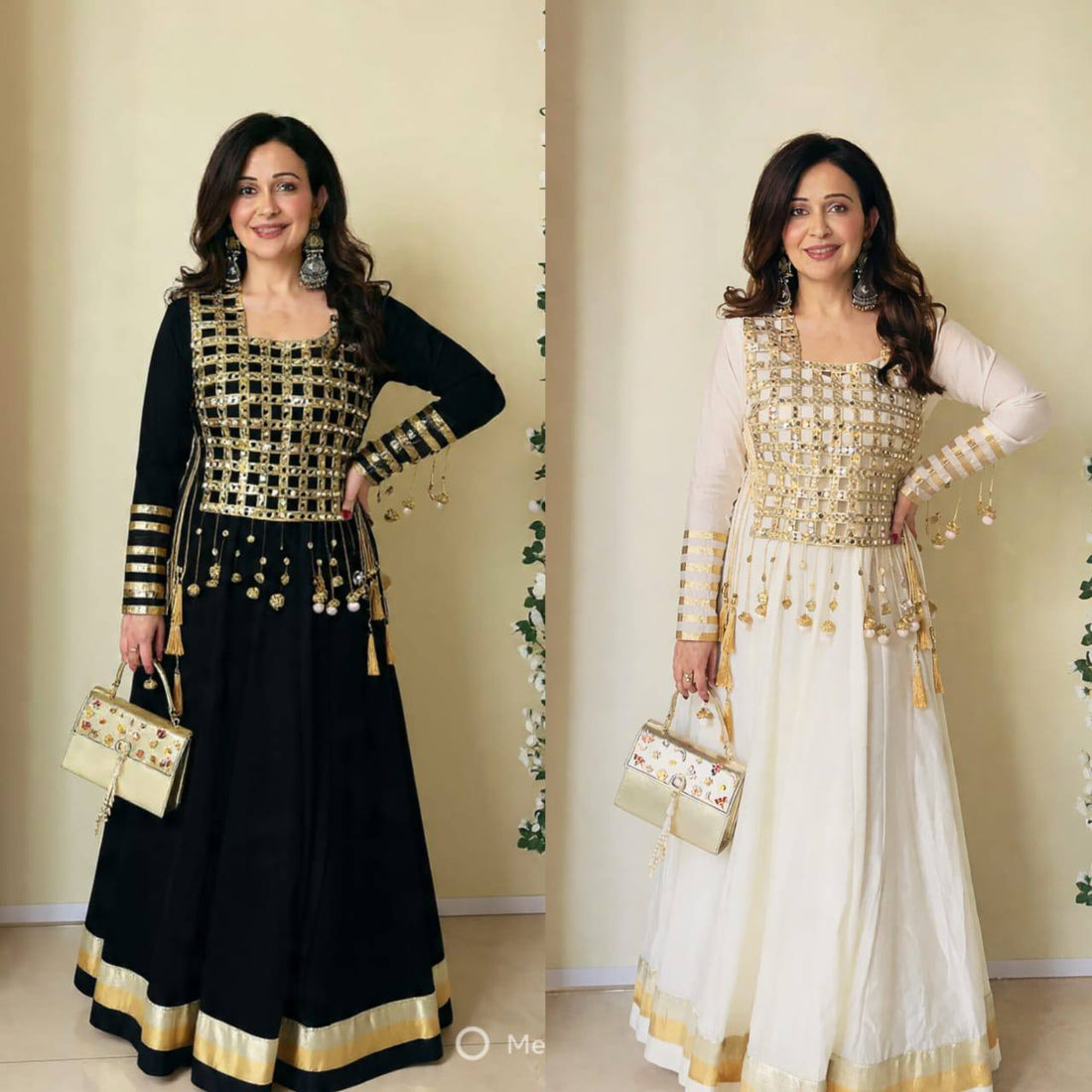 Handwork Anarkali Set with Mirror Work Jacket