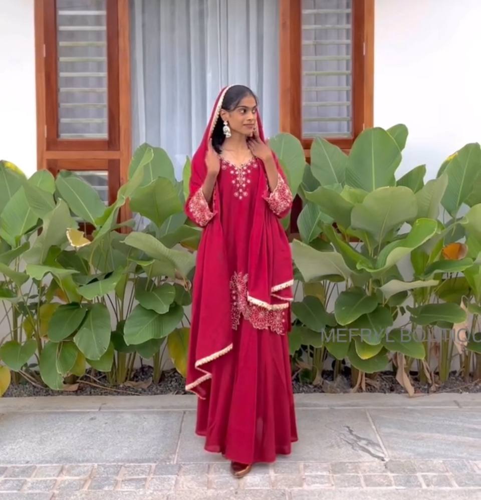 Green Chinnon Silk Designer Embroidery Kurta Set