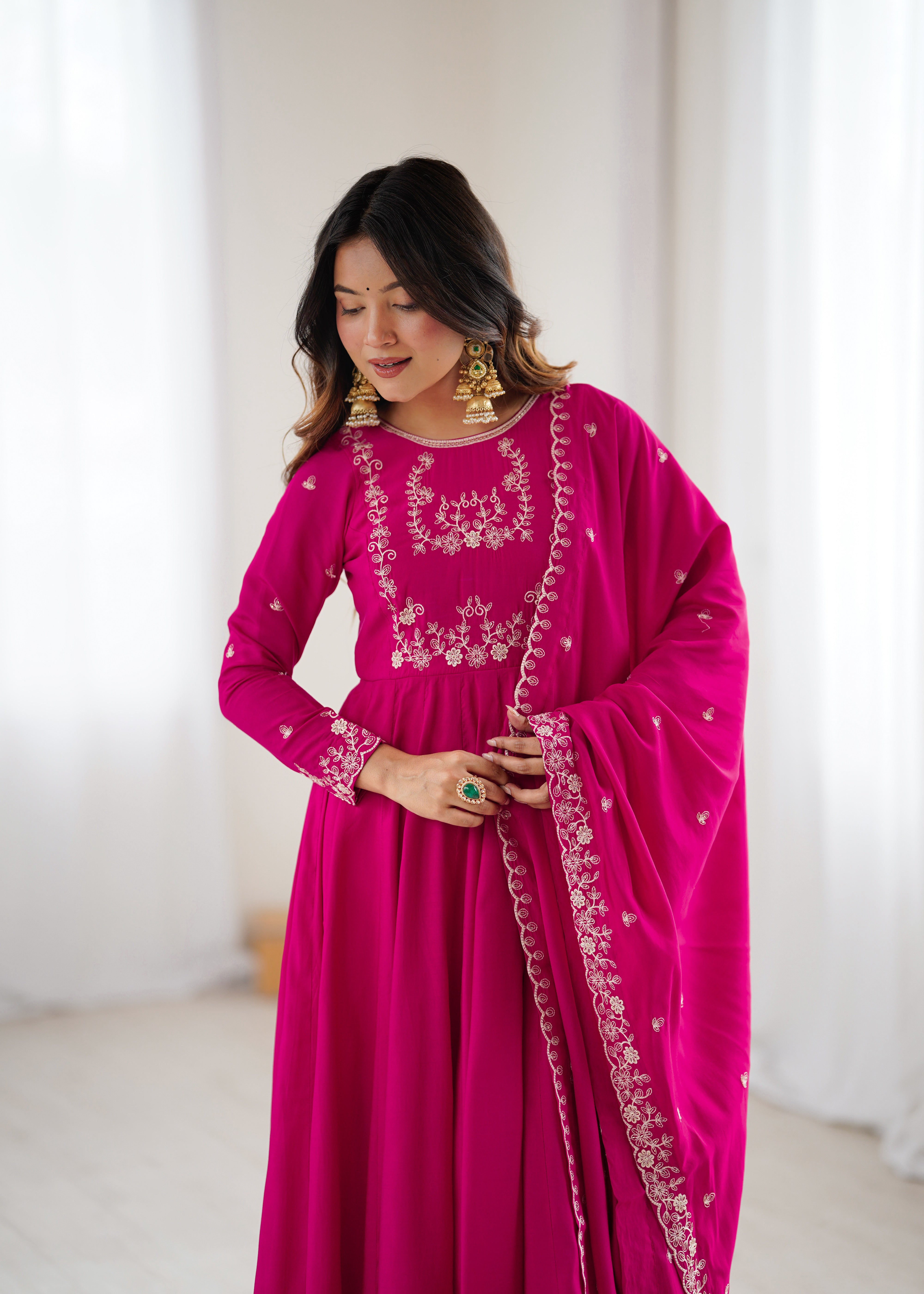 Ruhani Pink Premium Quality Anarkali Suit Set