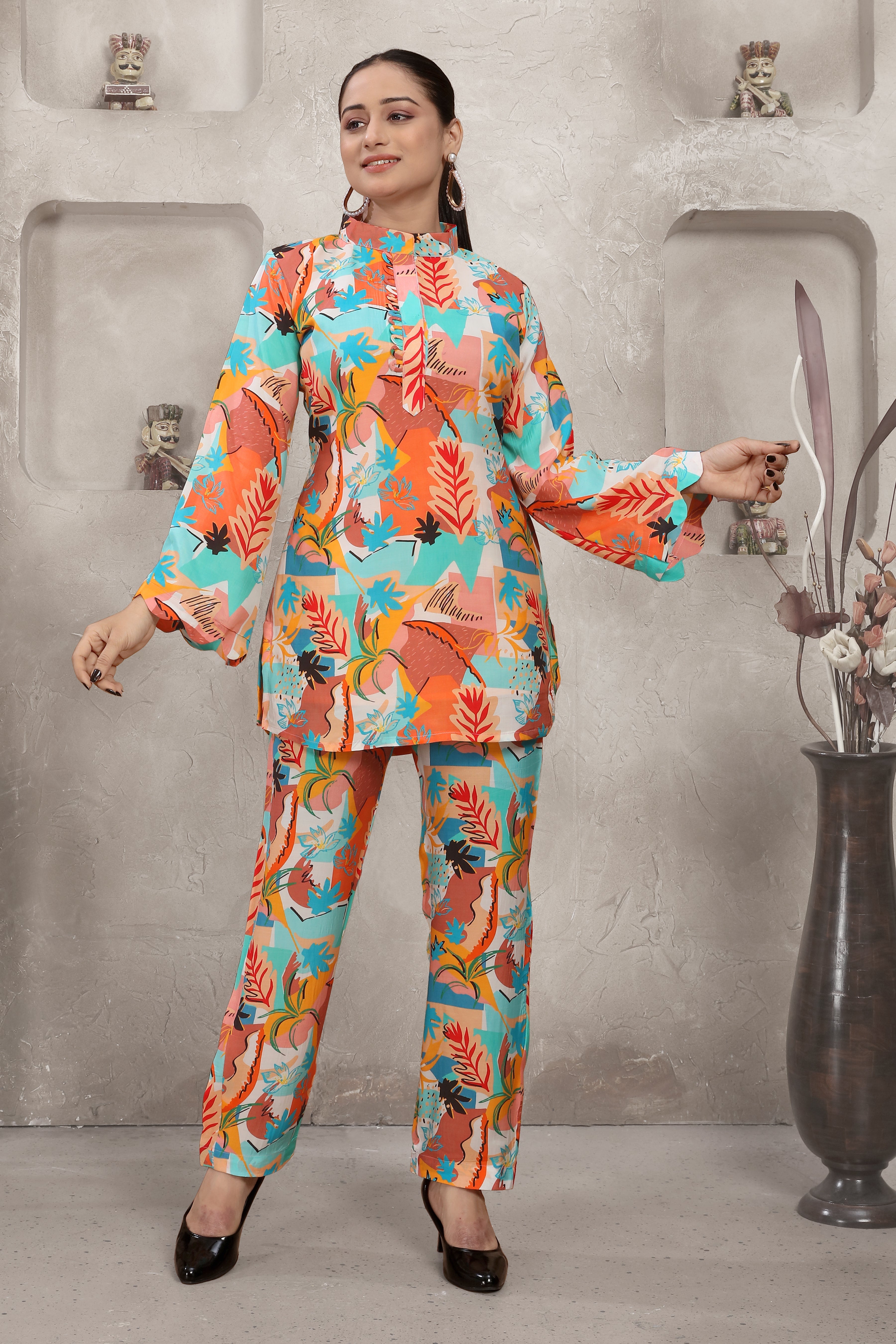 Orange and Blue Tree Print SpatialSpot Co-Ord Set